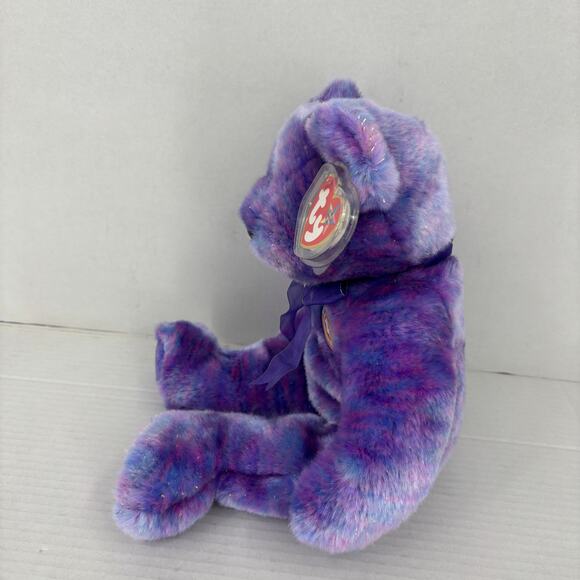 Ty Beanie Buddies Clubby IV Bear Purple Blue Tie Dye 2001 Vintage 14 Inch - Picture 3 of 12